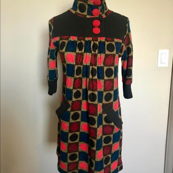 70s Mod Style High Neck Shift Dress - Picture 5 of 9